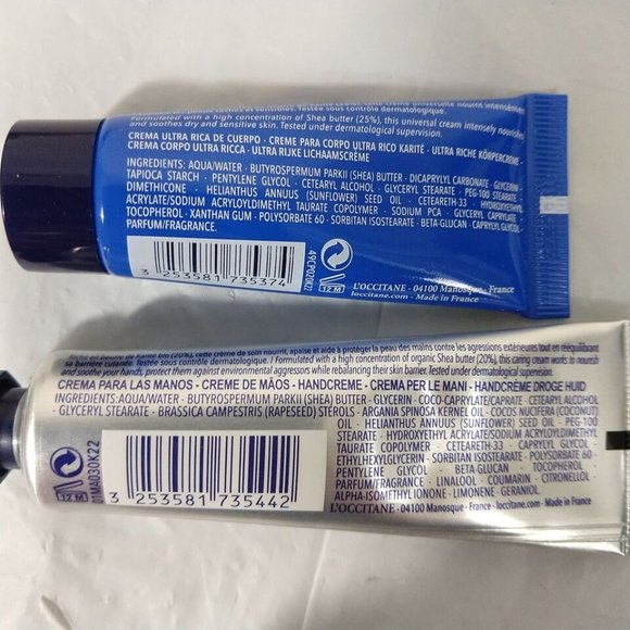 L'occitane 20% Shea Butter Hand Cream &25% Rich Body Cream Set x2 20/30ML NEW - Picture 3 of 4